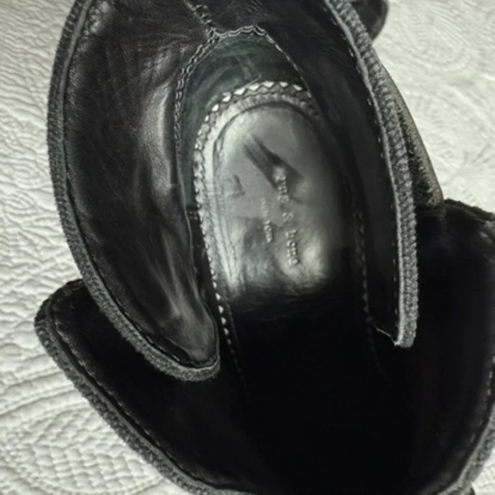 Rag Rag & Bone Harrow Black Canvas Leather Strap Ankle Booties Size 37 - Picture 8 of 12
